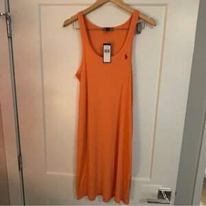 Brand New Ralph Lauren Orange Tank Top Dress 100% Cotton Polo Size Large
